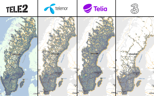 Jämför täckningskartor för mobila bredband